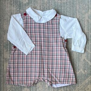 Luli&Me Plaid Baby Romper with White Shirt